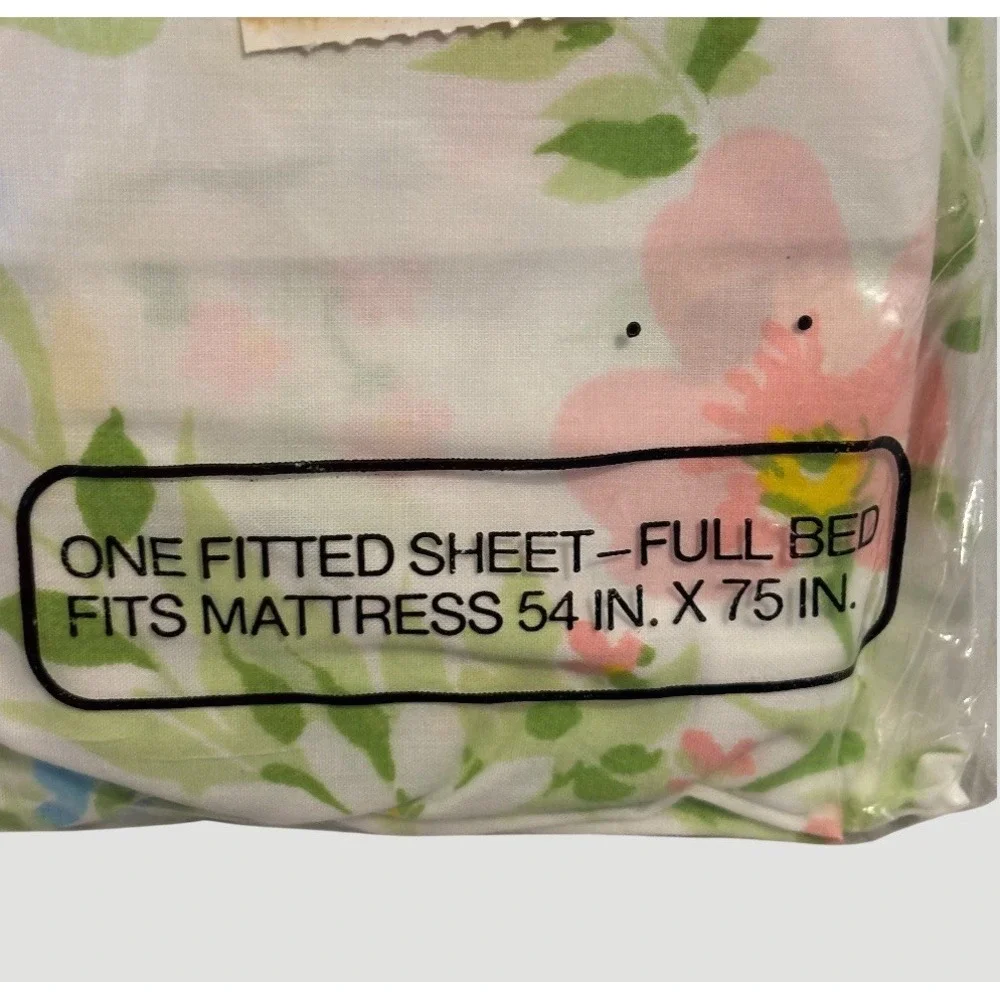 Vintage JC Penney One Floral Fitted Sheet Full Size‎ 54x75 Cottage Core No Iron